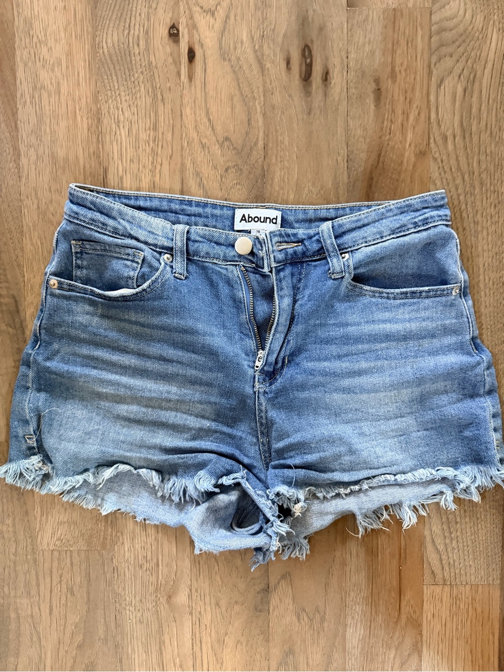 Abound Washed Blue Distressed Denim Shorts